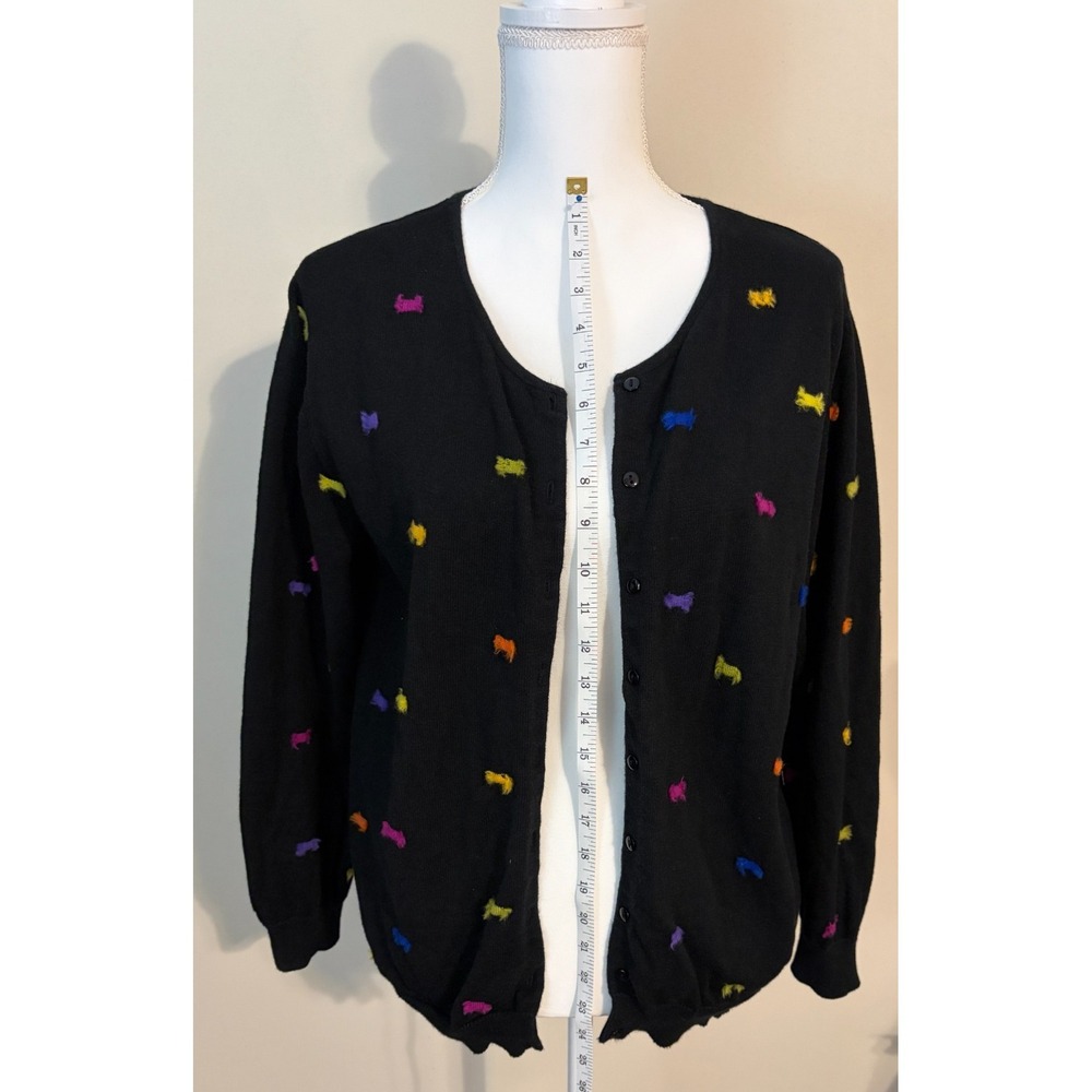 VTG Marisa Christina Cardigan Black Colorful Size X Button Up Cardigan Long Slv